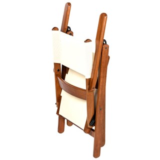 Marmaris Katlanır Ahşap Bahçe Balkon Sandalyesi -Kolçaklı, PVC Kumaşlı